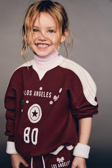 RAISED EMBROIDERY SWEATSHIRT - Burgundy by Zara - Image 1