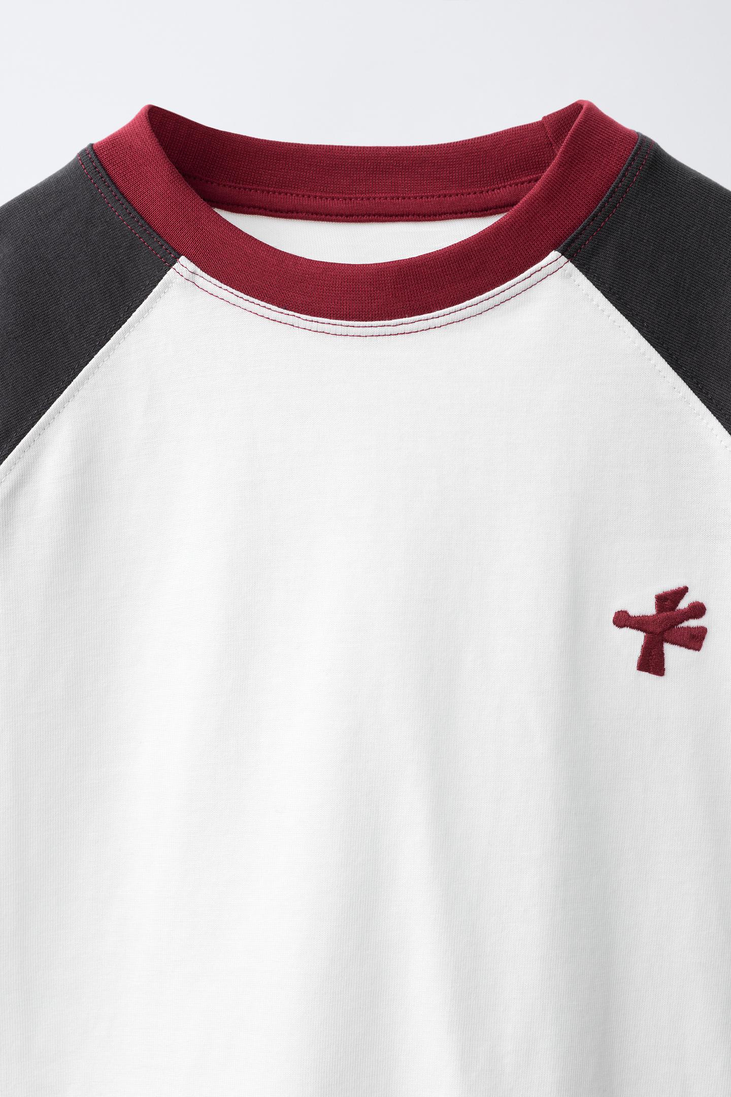 Детская футболка Zara Embroidered Logo Raglan, цвет: Белый — фото 3