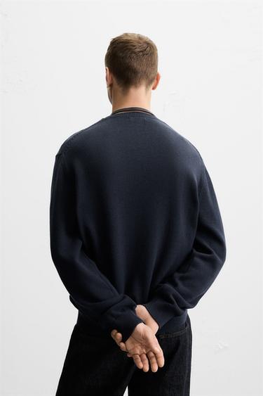 COTTON - LINEN SWEATER - Navy blue by Zara - Image 2