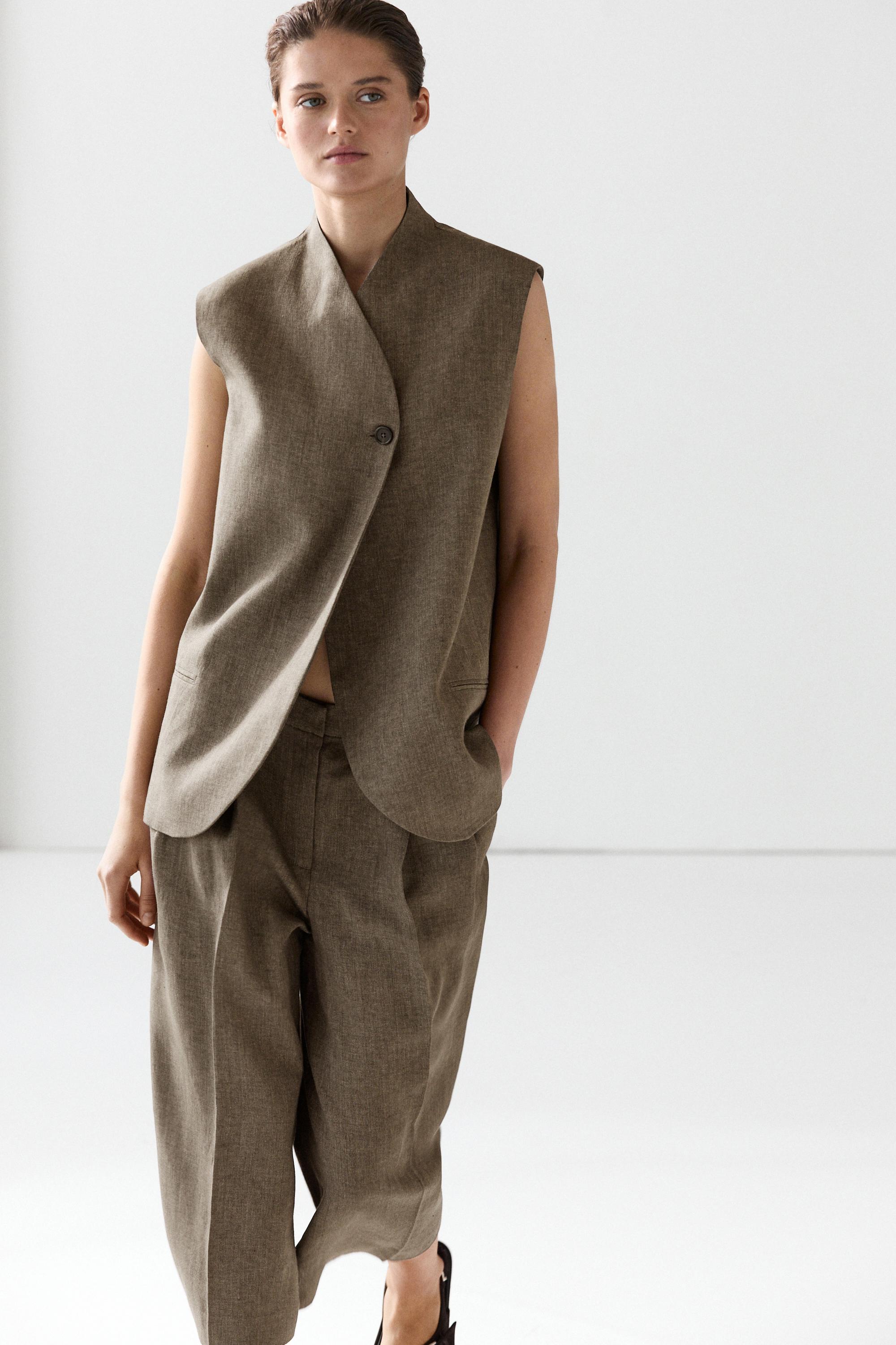 Veste sans manches en lin mélangé