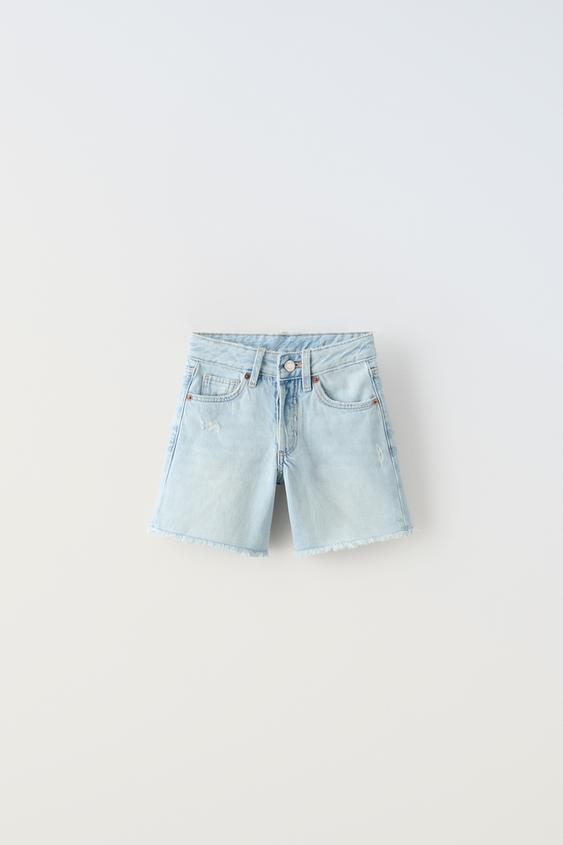 LONG FRAYED BERMUDA SHORTS - Light blue | ZARA India