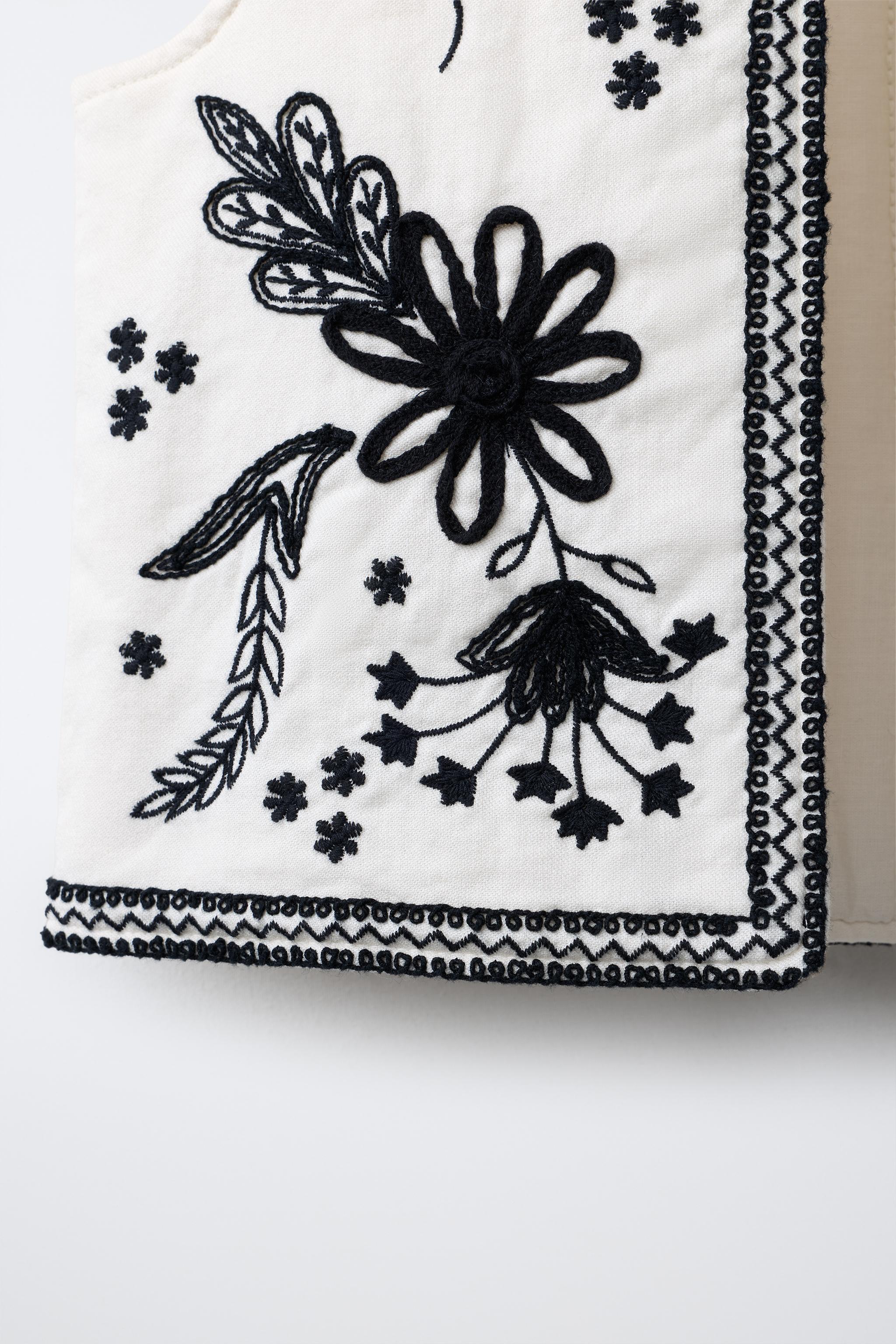 刺繍ベスト - ホワイト | ZARA Japan / 日本