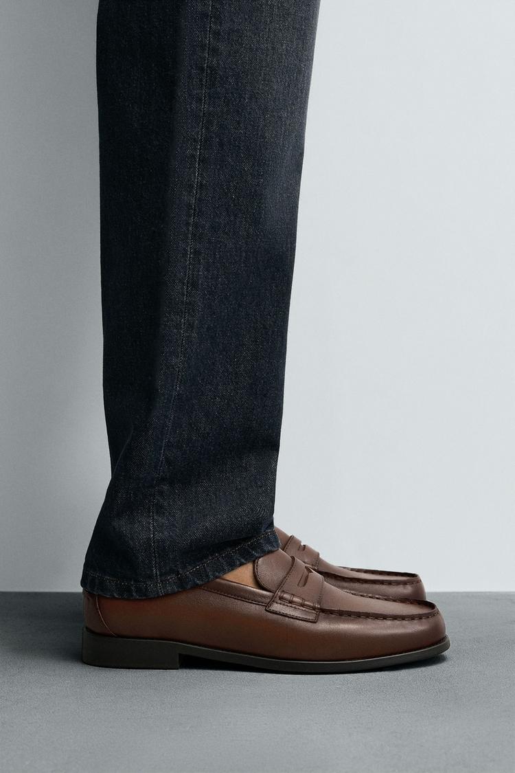 LEATHER PENNY LOAFERS Brown ZARA Canada