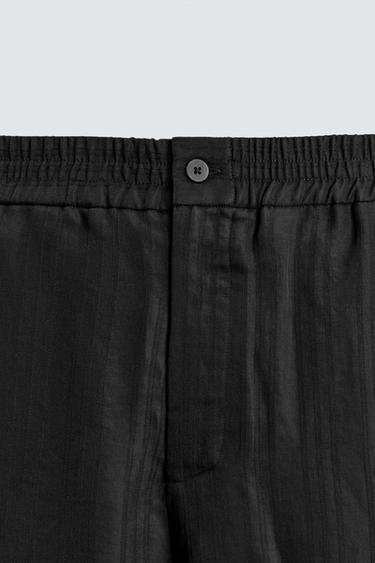 PANTALON EN JACQUARD À RAYURES - Noir de Zara - Image 7