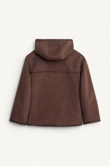 MANTEAU CONTRASTE À CARREAUX EN LAINE LIMITED EDITION - Taupe de Zara - Image 7