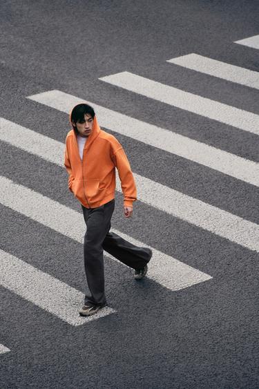 WASHED WAFFLE HOODIE - Orange by Zara