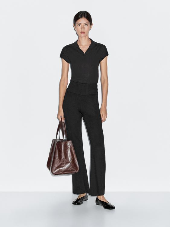 Flared knit trousers