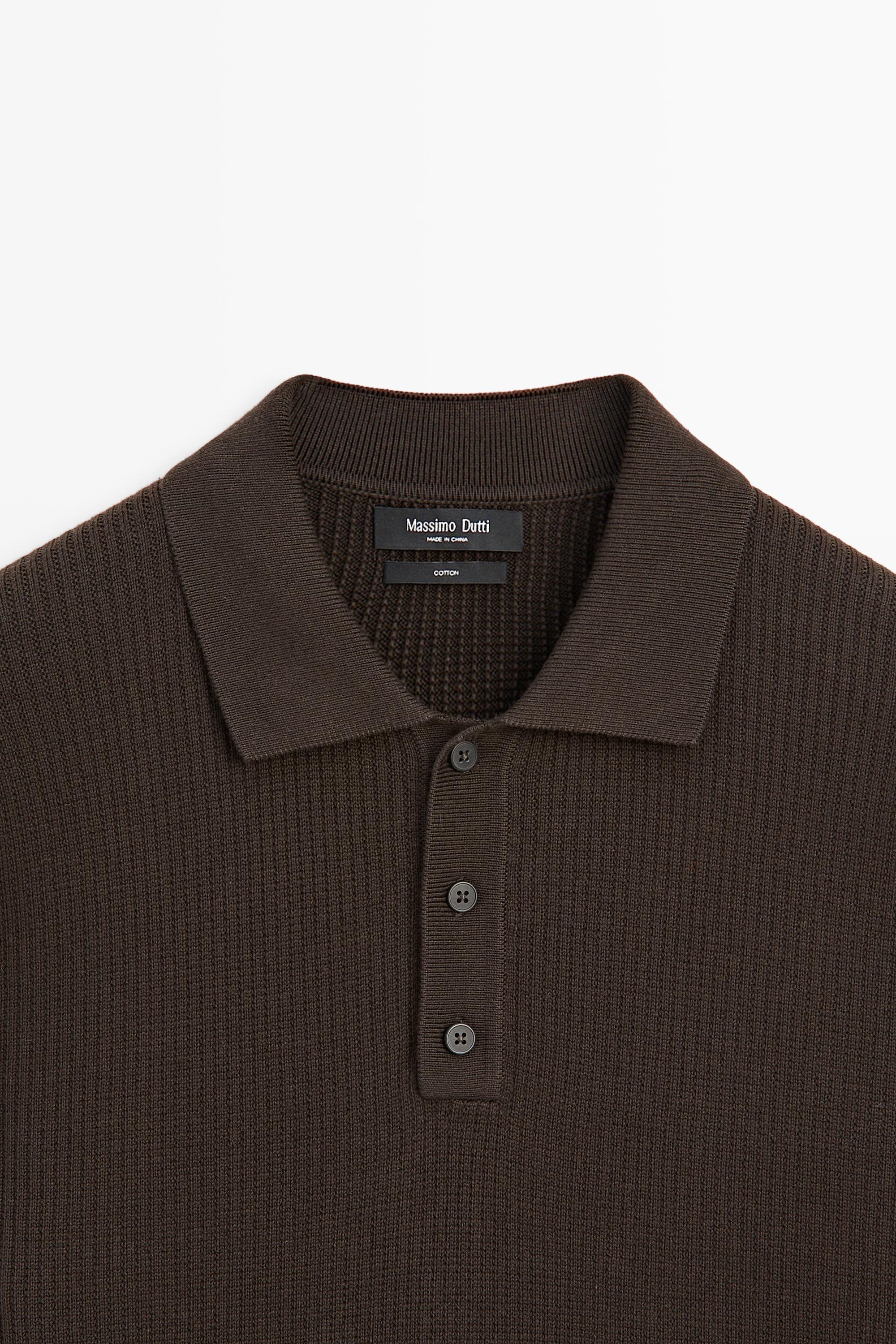 Button-detail polo knit sweater