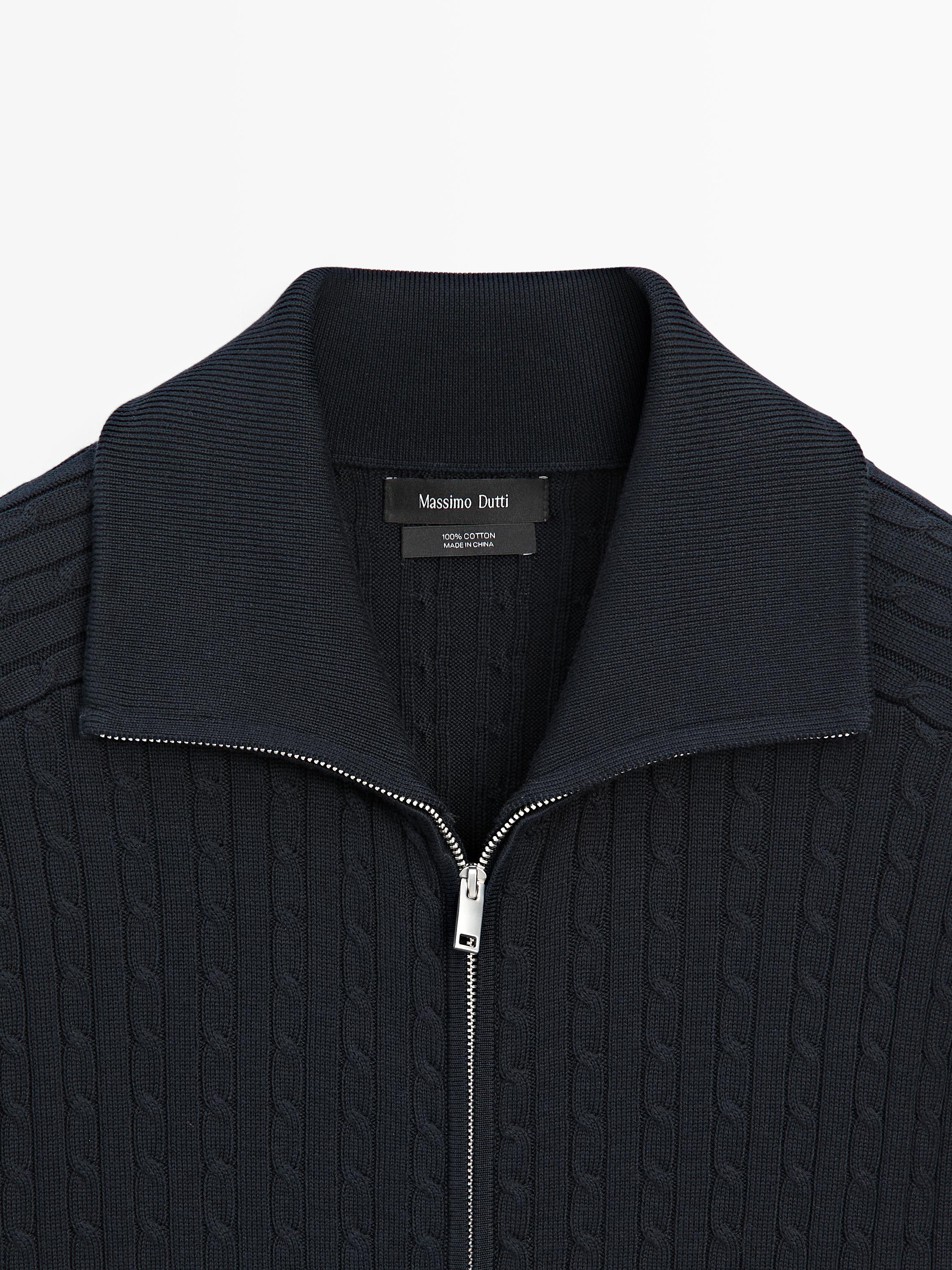 Cardigan en maille torsadée zippé coton