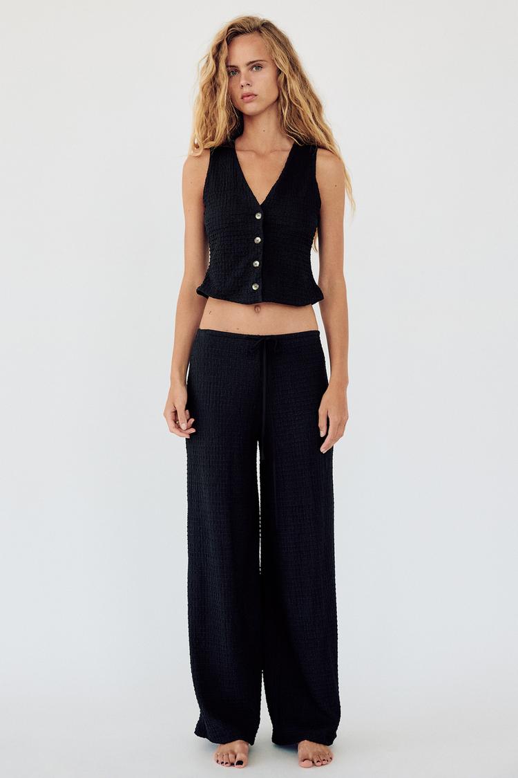 Pantalones Anchos Pantalones Altos De Cintura Zara Pantalones