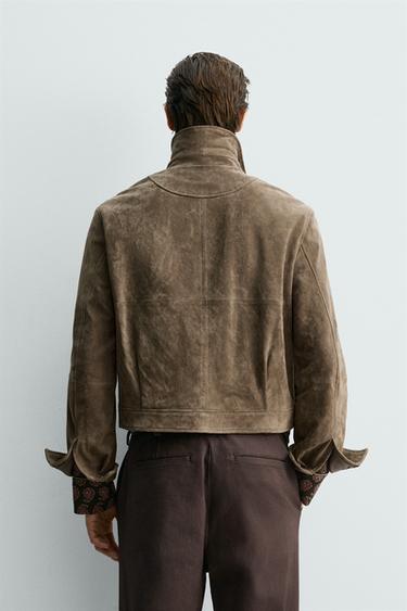 BOXY FIT LEATHER SUEDE JACKET - Brown by Zara - Image 2