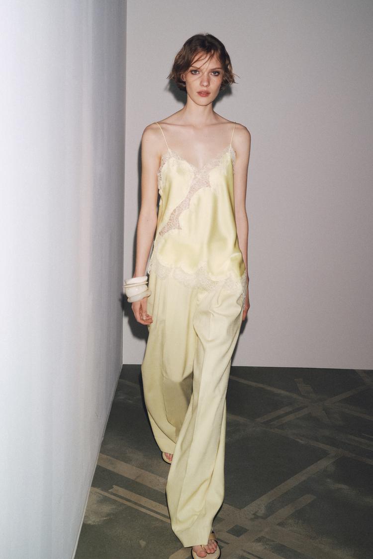 ZW COLLECTION LACE CAMISOLE TOP Yellow ZARA Thailand