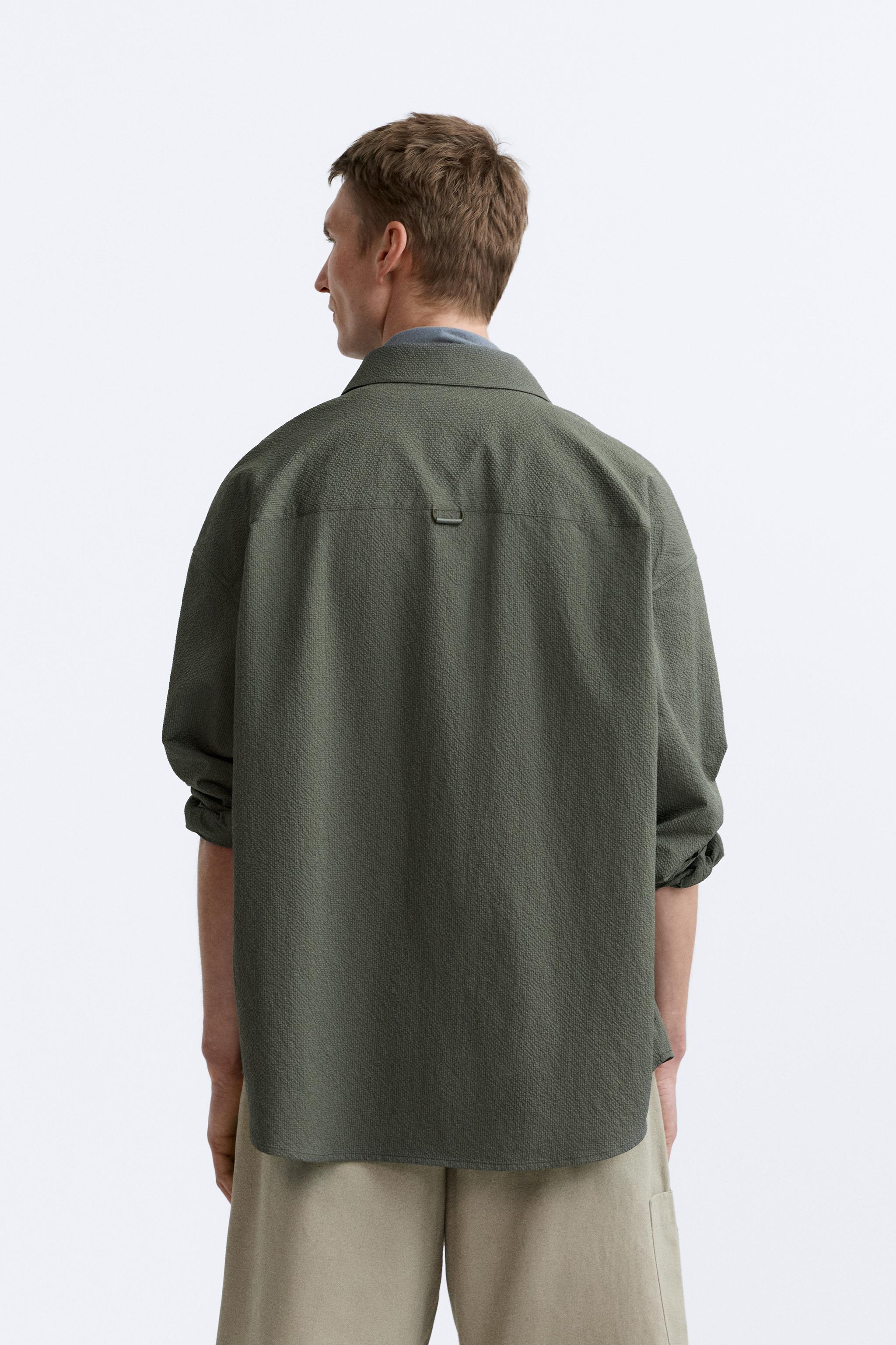 口袋設計泡泡紗襯衫- 綠色| ZARA Taiwan, China / 中國台灣