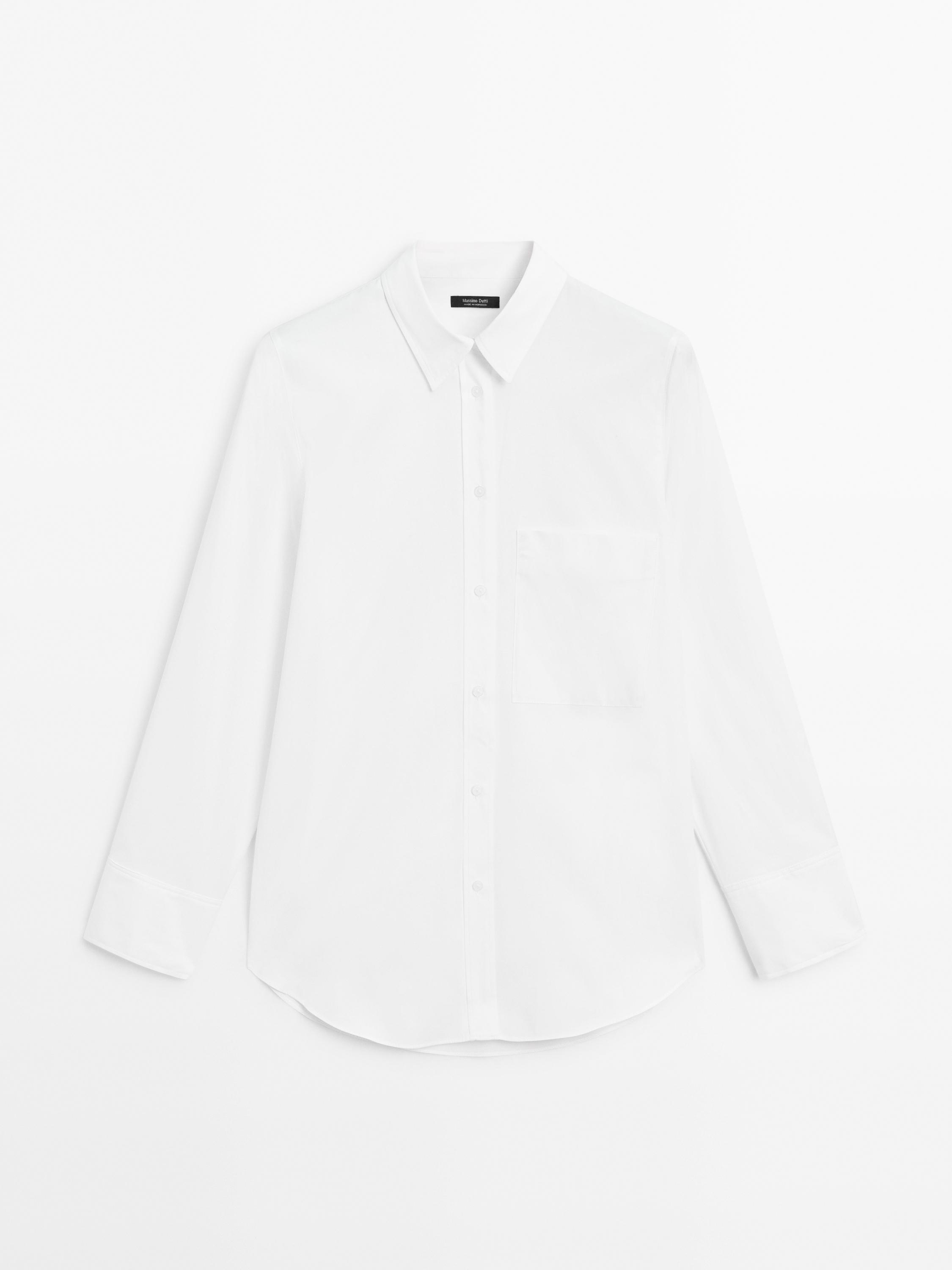 100% cotton poplin shirt with pocket - White | ZARA United