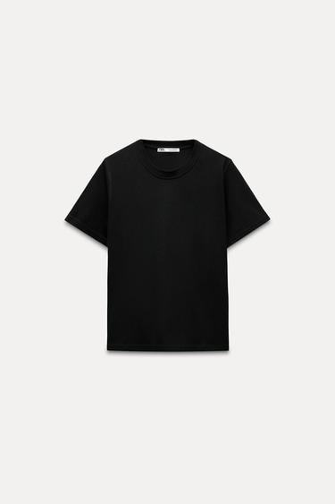 CAMISETA CUELLO REDONDO - Negro de Zara