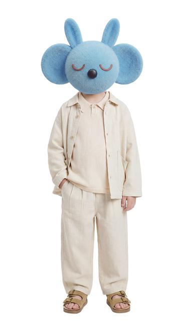 بنطلون بكسرات 100% كتان - بيج فاتح الخاص بـ Zara