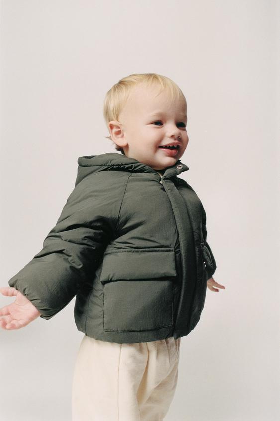 Zara WATER-REPELLENT NYLON JACKET - Dark green - Image 0