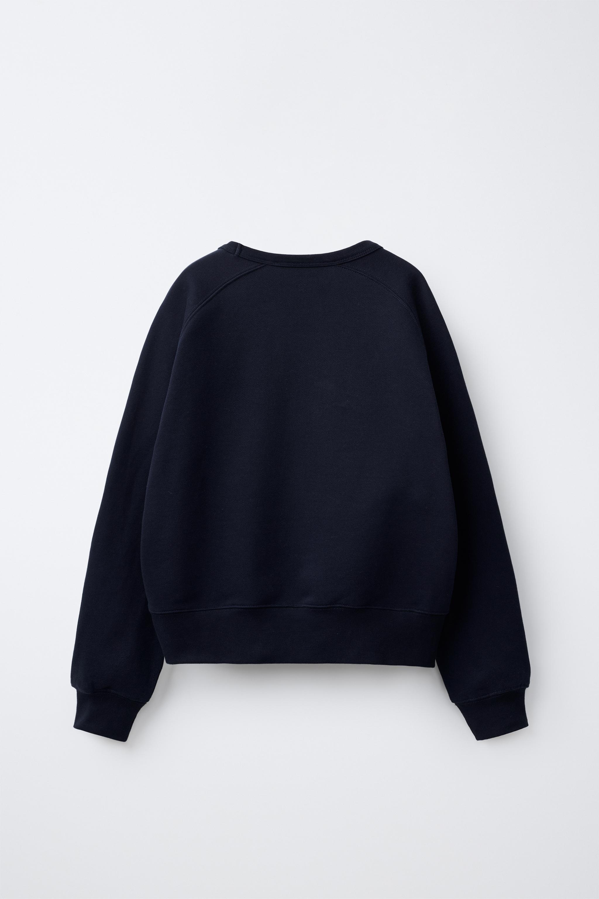 0FR. PARIS X ZARA EMBROIDERED TEXT SWEATSHIRT - Blue | ZARA United