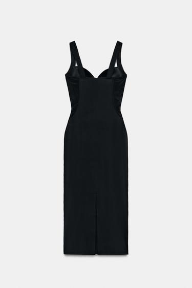 ROBE MI-LONGUE BIMATIÈRE AVEC POLYAMIDE - Noir de Zara - Image 6