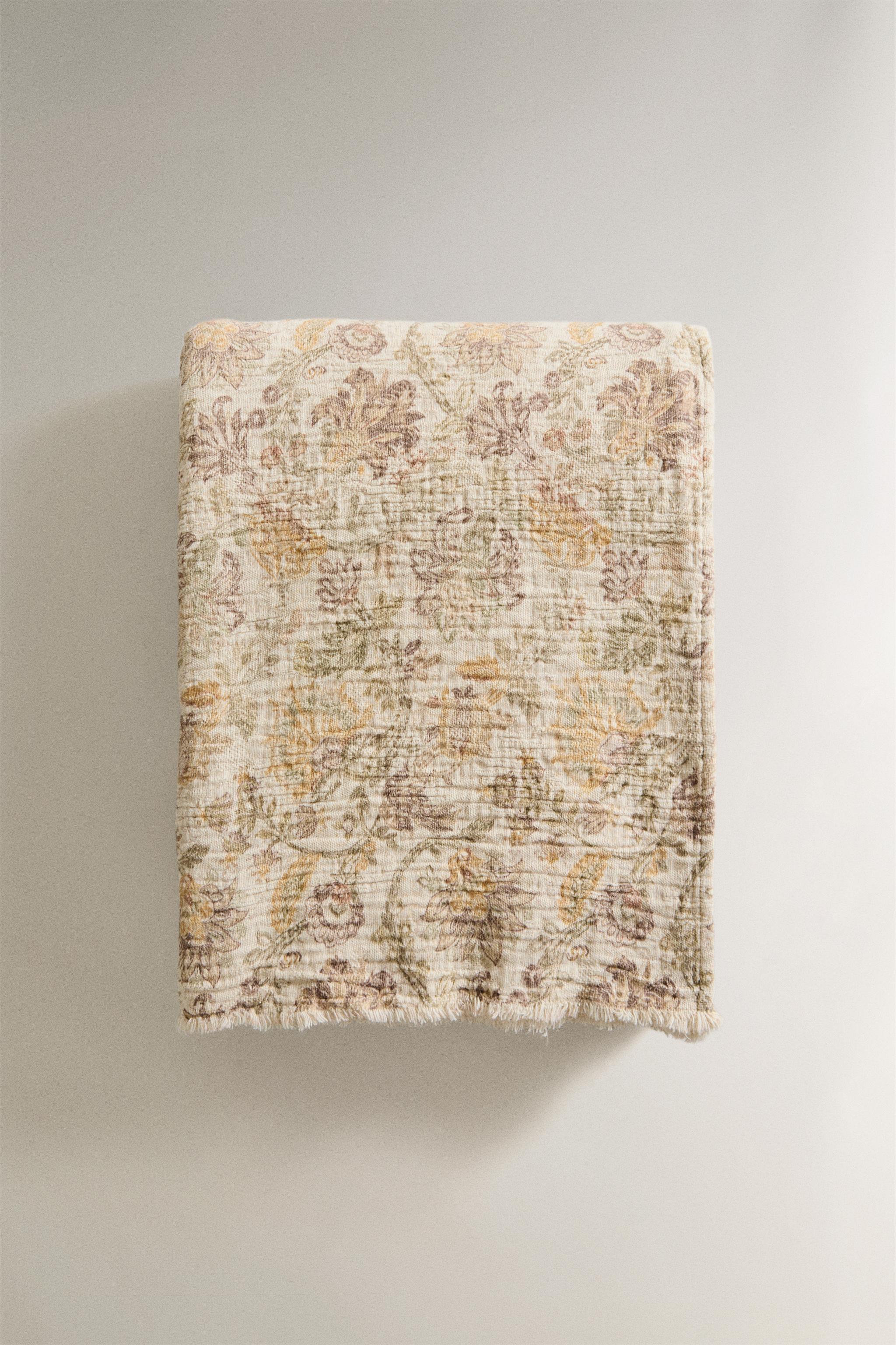COUVERTURE COTON FLEURS