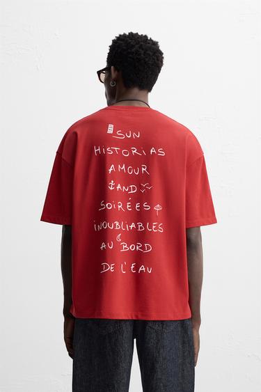 SLOGAN PRINT T-SHIRT - Red by Zara - Image 2