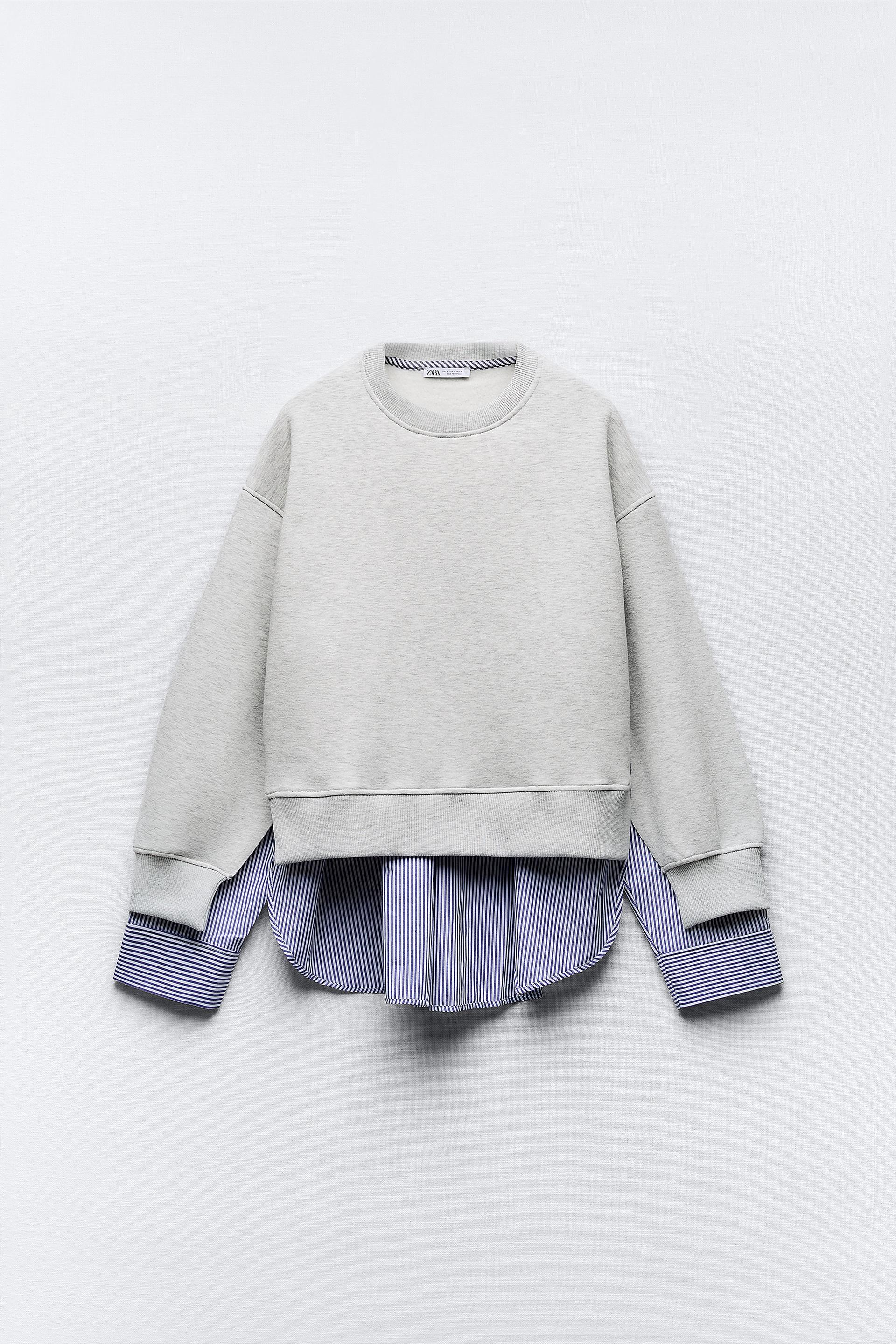 CONTRAST POPLIN SWEATSHIRT