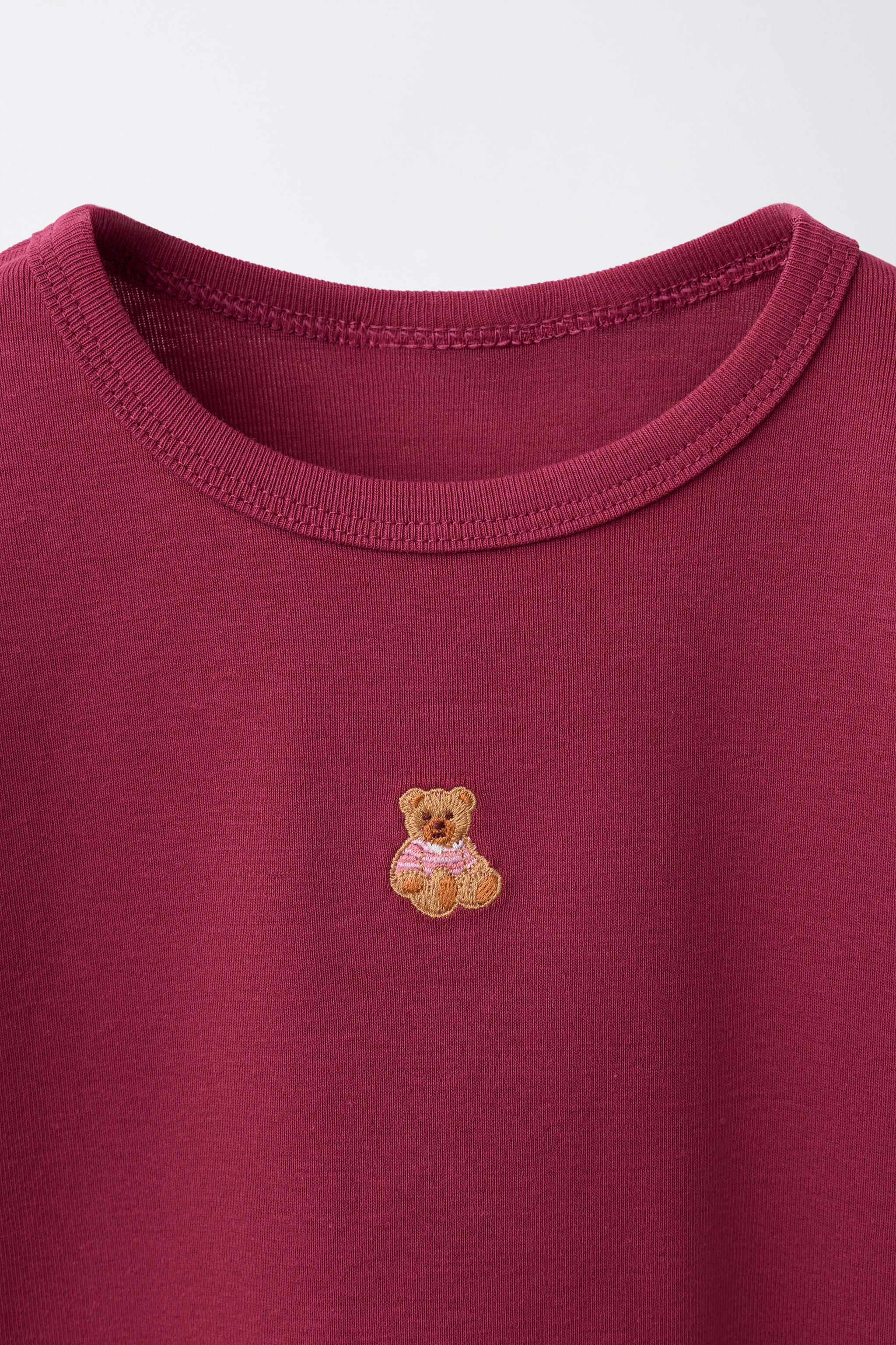 STRIPED BEAR EMBROIDERED T-SHIRT