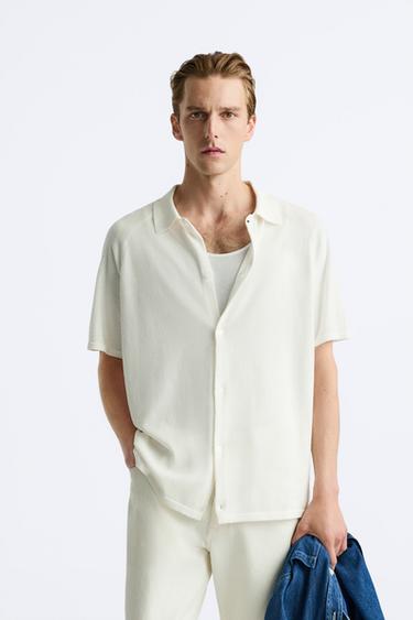 CAMISA LIGERA PUNTO - Blanco de Zara