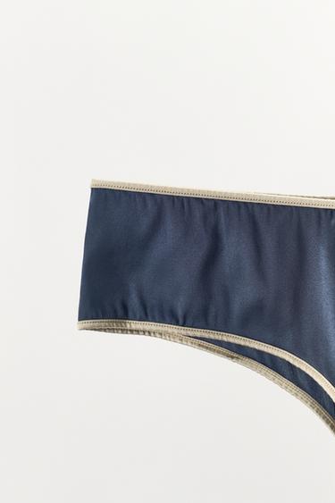 SILK BRIEFS WITH CONTRASTING STRIPES - Blue by Zara - Image 5