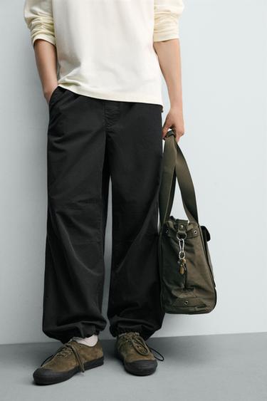 RELAXED FIT PARACHUTE TROUSERS - Black by Zara - Image 4