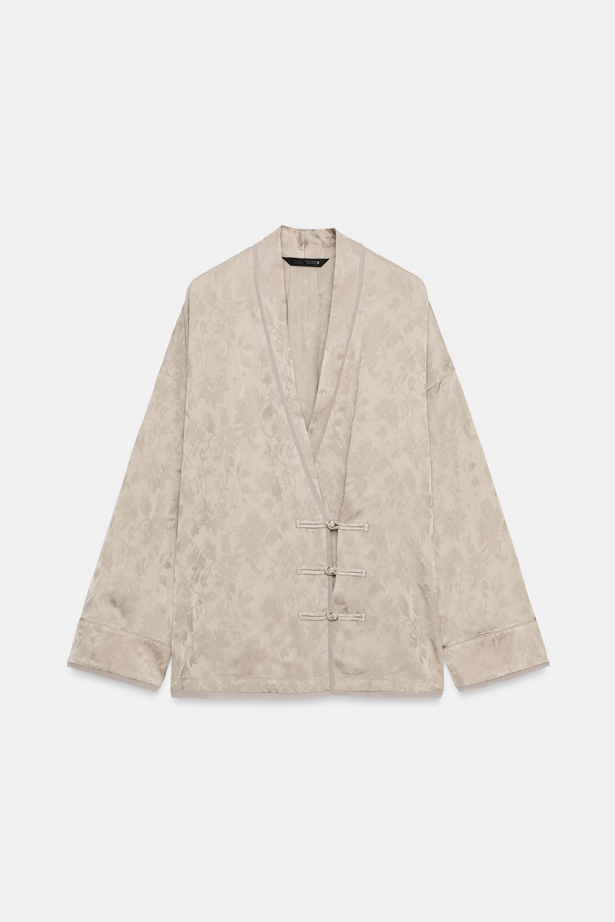 ZW COLLECTION DOUBLE-BREASTED JACQUARD BLAZER - Stone | ZARA Canada