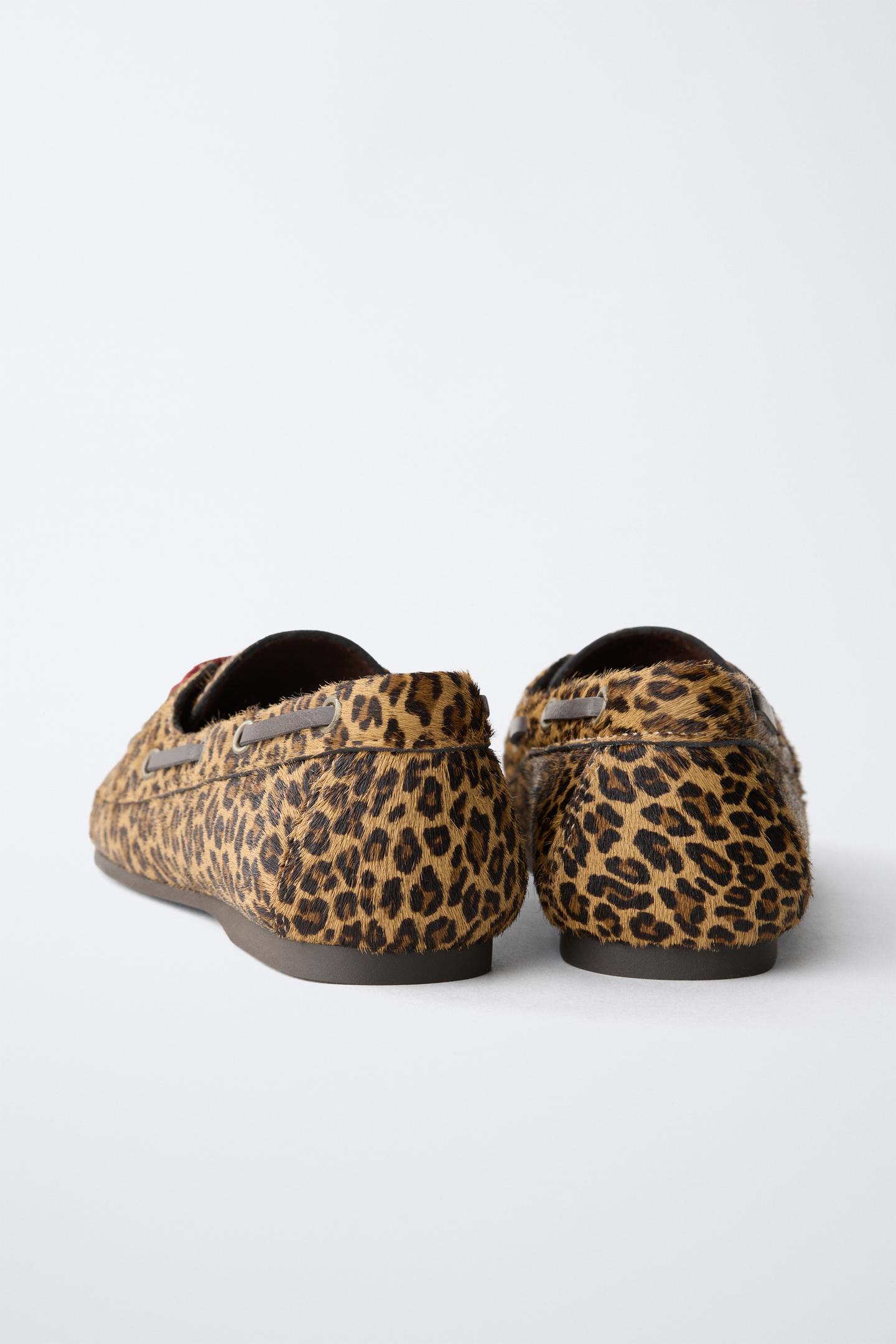 Детские мокасины Zara Leopard Print Leather, цвет: Коричневый — фото 5