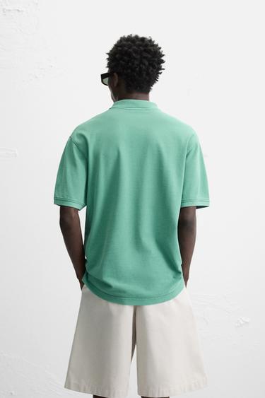 WASHED PIQUÉ POLO SHIRT - washed green by Zara - Image 2