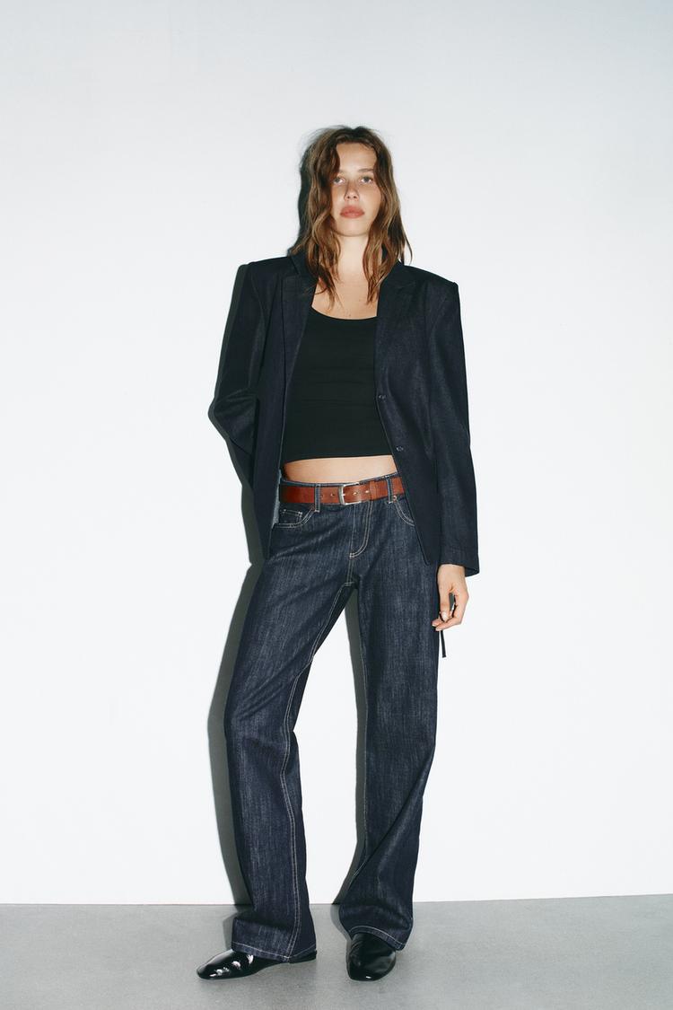 Blazer Camicia Nera Con Jeans BLAZER CAMICIA CON CINTURA Indaco