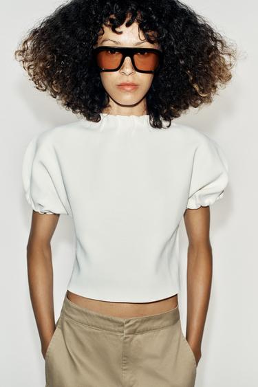 GATHERED KNIT TOP - White by Zara