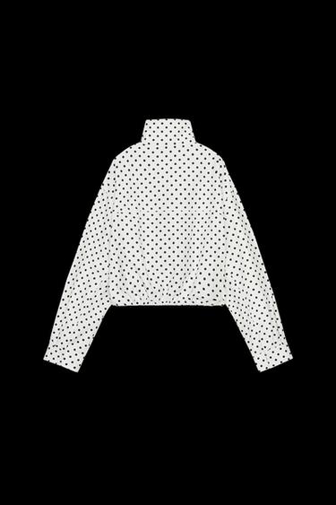 Zara POLKA DOT PUFFER JACKET - Black / White