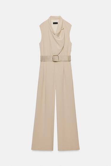 JUMPSUIT WITH BELT - Sand by Zara - Image 6