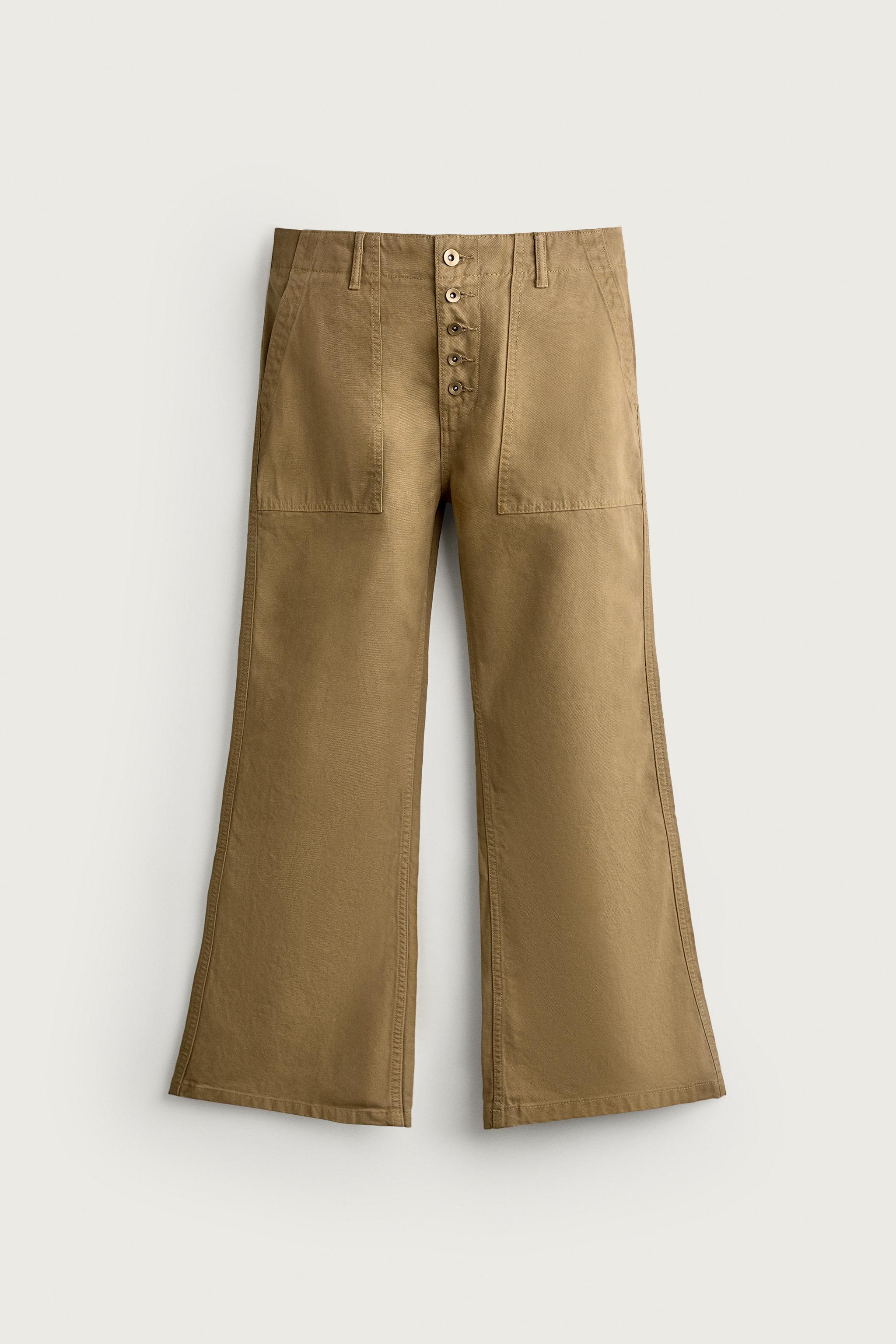 BUTTON FLARE FIT PANTS