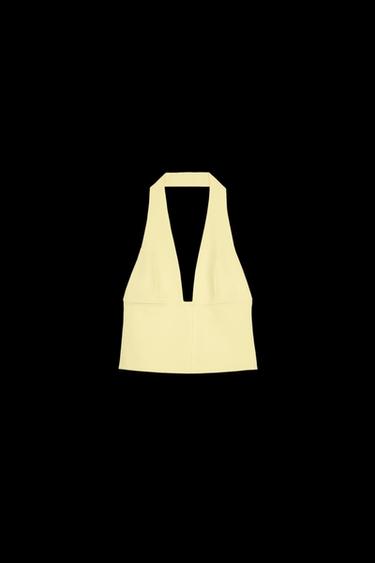 HALTER-TOP AUS STRETCH - Hellgelb von Zara - Bild 0