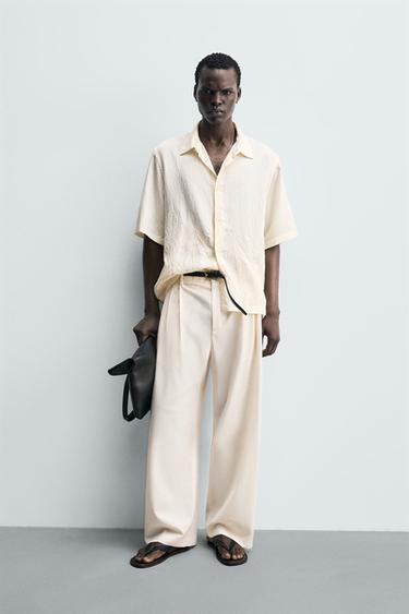 EMBROIDERED FLORAL SHIRT - Ecru / Marl by Zara