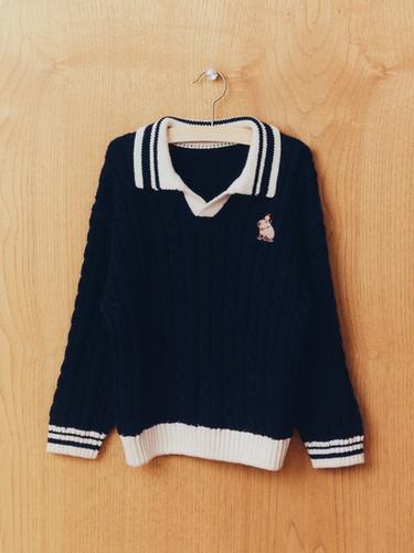 EMBROIDERED CAPYBARA KNIT POLO SHIRT - Navy blue by Zara