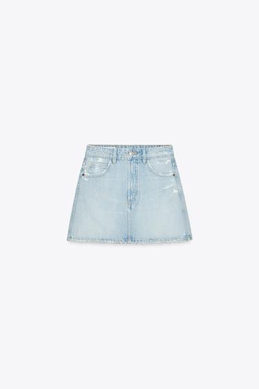 RIPPED TRF DENIM SKIRT - Sky blue by Zara - Image 5