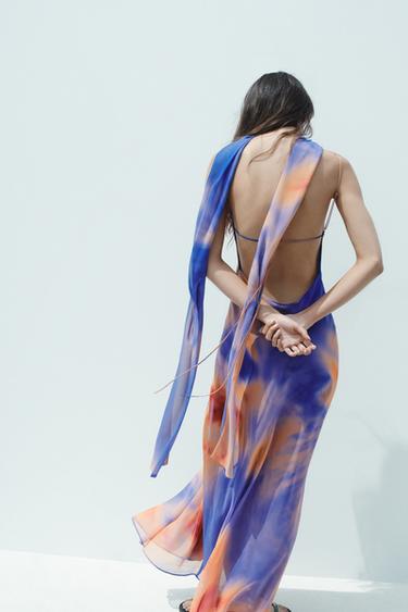 ROBE LONGUE IMPRIMÉE FOULARD - TYE ORANGE de Zara - Image 6