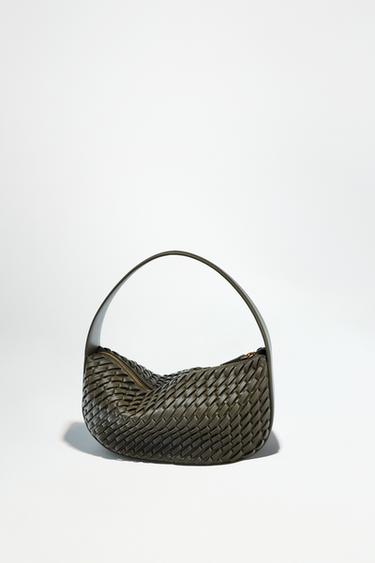 Zara WOVEN EFFECT HANDBAG - Green