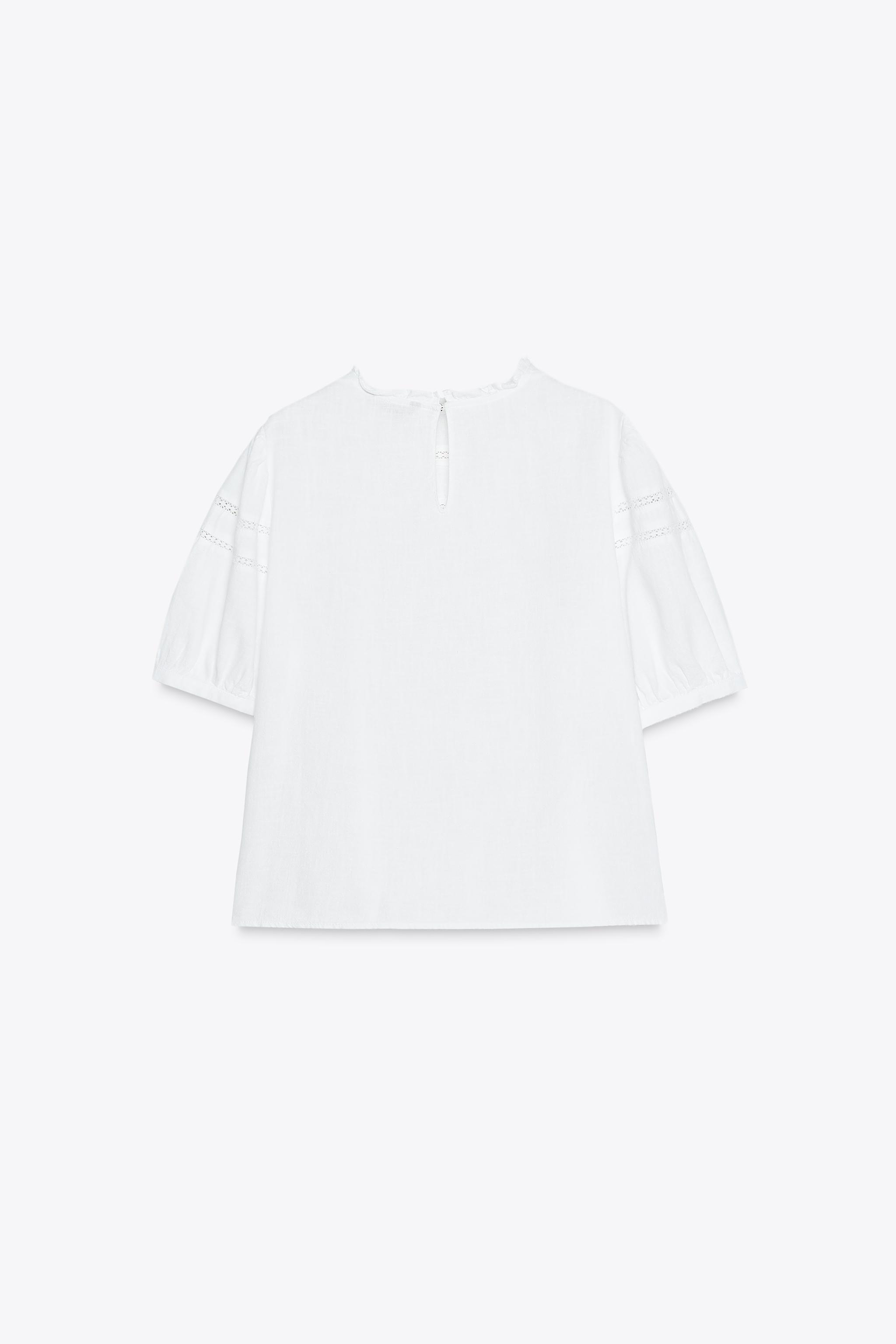 【ZARA】ラミーインサーションレースシャツ 3341/730/250 ZARA】ラミーインサーションレースシャツ 3341/730/250 (ZARA/T