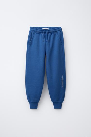 PANTALÓN JOGGER TEXTO - Azul eléctrico de Zara