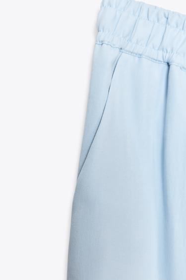 WIDE-LEG TROUSERS WITH ELASTIC WAIST - Light blue by Zara - Image 8
