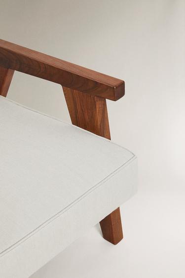 ZARA HOME BY BLASCO UPHOLSTERED WALNUT ACCENT CHAIR - Ecru by Zara - Image 2