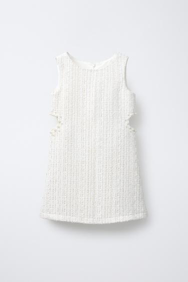 TEXTURED CUT-OUT DRESS - Ecru by Zara