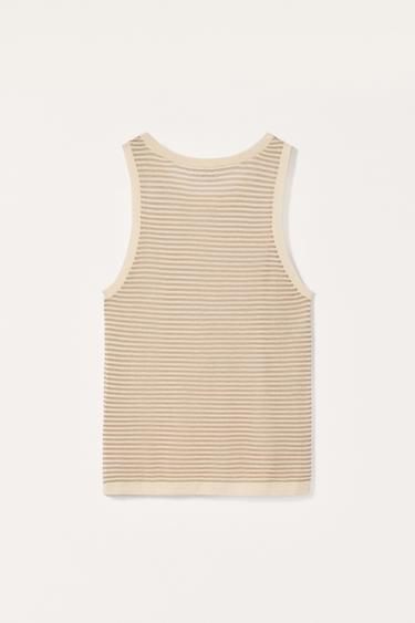 STRIPED KNITTED TANK TOP LIMITED EDITION - Mid-ecru by Zara - Image 4